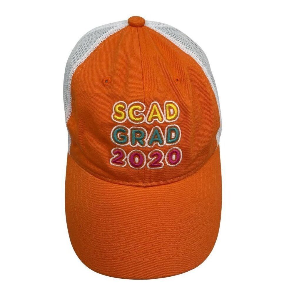 Outdoor Cap O/S Trucker Hat Orange White SCAD Grad‎ 2020 Hook Loop Mesh Unisex